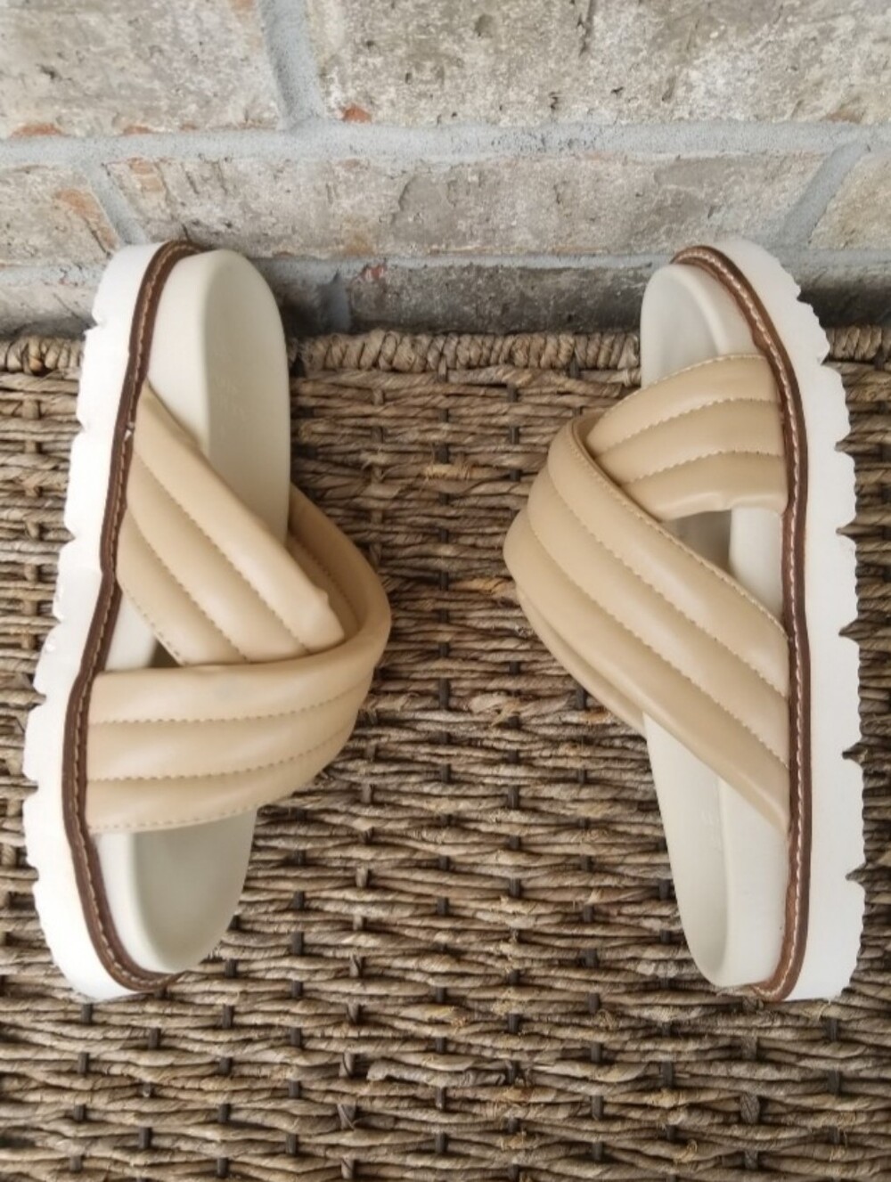 OASIS SOCIETY TAN/Grace Puffed Slide Sandals(Women 8) NEUTRAL Platform Lug *READ - Picture 5 of 10